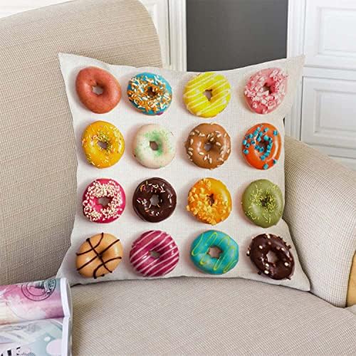 TSSOHU Outdoor Patio Throw Pillow Cover Colorful Donuts Farmhouse Décor Outside Furniture Swing Seat Bench Chair Decorative Cushion Cases 18x18 Deep Seat Bed Couch Sofa - Image 3