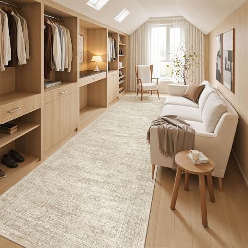 Soalmost Washable 3x12 Hallway Runner Rug Non-Slip Kitchen Entry Rugs Beige by Soalmost