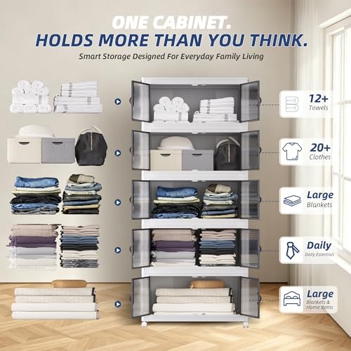 SAILUN 580Qt Stackable Storage Bins,Storage Cabinet Drawer with a Lid,White - Image 5