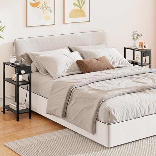TUTOTAK Narrow Side Table, 3-Tier Small End Table with Charging Station - Image 5