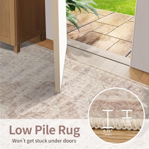 Rugxara 3x5 Entryway Rug,Pink Vintage Boho Bedroom Area Rug - Image 6