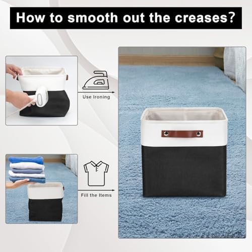 Bagnizer Collapsible Fabric Storage Cubes 11x11 Cube Storage Bins, 4 Pack Closet Baskets Box with Handles for Organizing, Shelf, Toys, Clothes, Home, Office, Nursery (Black&White) - Image 5
