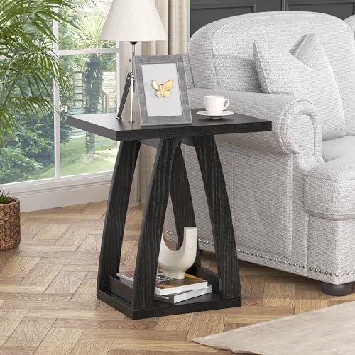 FROMJBEST End Tables Living Room, Side Table Beside Sofa, Black End Table by FROMJBEST