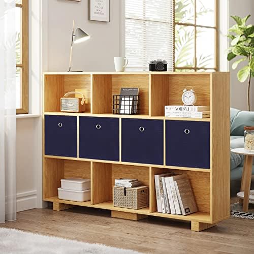 Foldable Storage Cubes Bins ,11 Inch Cloth Storage Cube Fabric Storage Box Cubes Organizer Baskets with Handles for Home Organizer Set of 6 (Navy Blue) - Image 5