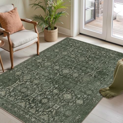 Rugxara Green 3x5 Rug for Entryway Bedroom Washable Area Rugs Carpet - Image 3
