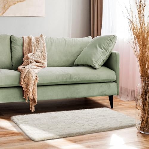 Ophanie Small Ivory Entryway Throw Rugs for Bedroom, 2x4 Mini Area Rug, Affordable Non Slip Fluffy Carpet, Fuzzy Soft Living Room Rugs, Home Decor Aesthetic, Nursery - Image 6