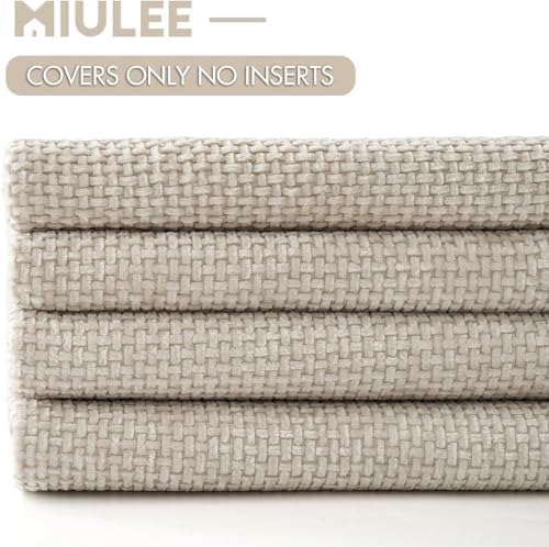 MIULEE Soft Decorative Chenille Euro Pillow Covers Cream 24x24 Pack of 4 - Image 6