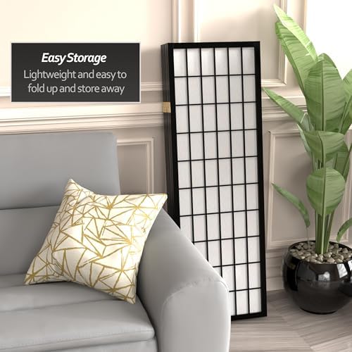 4 ft. Short Window Pane Shoji Screen - Black - 6 Panels - Image 6