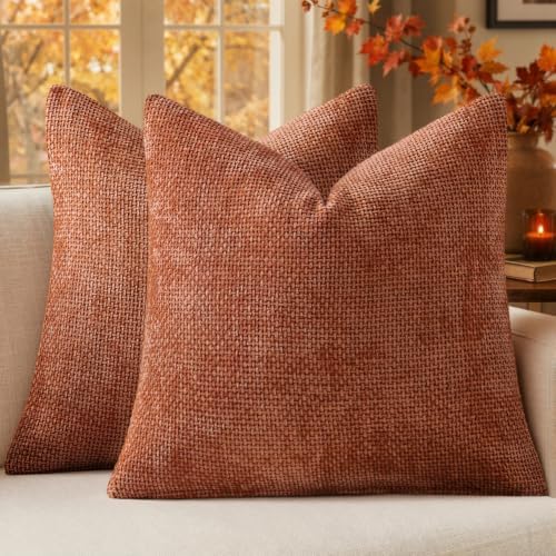 MIULEE Fall Decorative Rust Couch Throw Pillow Covers 18x18 Inch 2 Pack by MIULEE