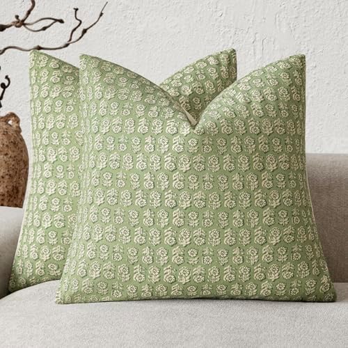 Foindtower Decorative Floral Print Throw Pillow Covers 20×20 Lime Green by Foindtower