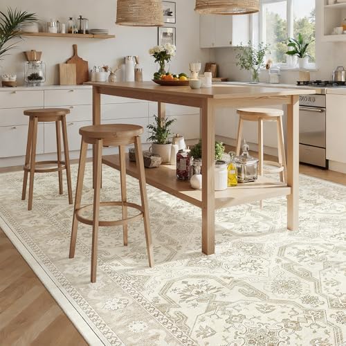 Soalmost 7x10 Area Rug for Living Room Washable Rugs Non-Slip Beige/Brown - Image 4