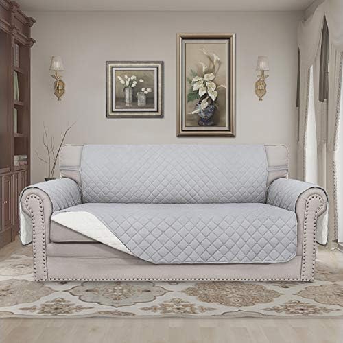 Easy-Going Reversible Couch Cover, 2 Cushion Sofa, Light Gray/Ivory - Image 2