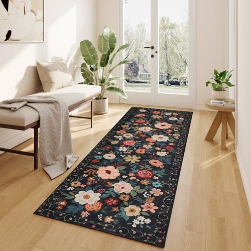 DUKINO 2x6 Runner Rug for Hallway, Washable Runner Rug Non Slip, Black - Image 5