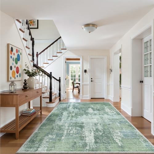 Valenrug 9x12 Area Rug, Abstract Washable Rugs for Living Room Sage Green - Image 4