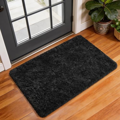 Ophanie Small Black Entryway Throw Rugs for Bedroom, 2x3 Mini Area Rug, Affordable Non Slip Fluffy Carpet, Fuzzy Soft Living Room Rug, Home Decor Aesthetic, Nursery by Ophanie
