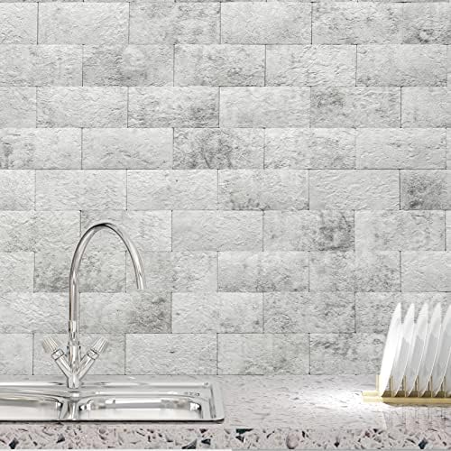 Art3d 102-Pack Peel and Stick Backsplash, Natural Stone White - Image 3