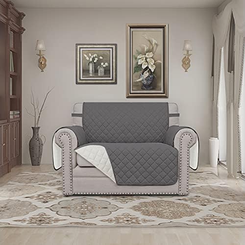 Easy-Going Reversible Couch Cover, Oversized Chair, Gray/Ivory - Image 2