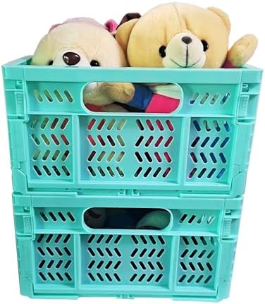 20L Folding Crate, 4Pack Plastic Storage Baskets Organizer for Home and Office,Collapsible Storage Crates for Home Office and Outdoor Organizer. (Mix Colors) - Image 4