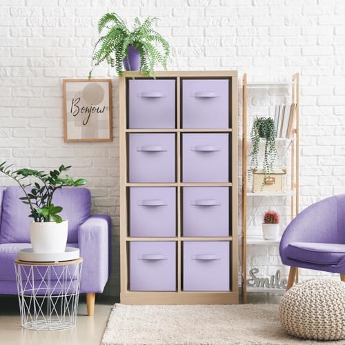 Sorbus Fabric Storage Cubes, 8 Pack, with Handles (13 Inch, Pastel Purple) - Image 6