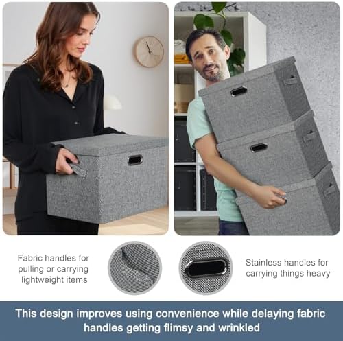 Storage Bins with Lids Fabric Closet Organizers Cubes Office Organization - Image 5