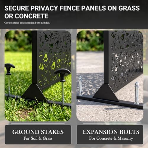 72" Outdoor Privacy Screen, Decorative Metal Privacy Fence Panels - Image 5