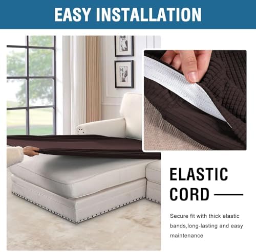 H.VERSAILTEX Super Stretch Individual Chaise Cover Sectional Couch Covers for L Shaped Sofa Both Left/Right Featuring Thick Jacquard Textured Twill Fabric (1 Piece Chaise Cover Large, Chocolate) - Image 5