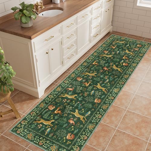 DUKINO 2.6x8 Rug for Hallway, Washable Kitchen Runner Rug Non Slip, Green - Image 3