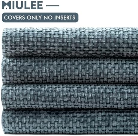 MIULEE Soft Decorative Chenille Pillow Covers Navy Blue 18x18 Pack of 4 - Image 6