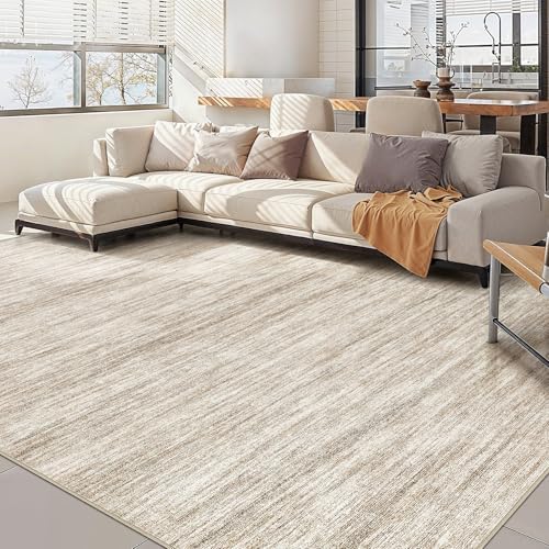 Nakagishi 10x14 Area Rugs Living Room: Washable Large Vintage Rug Neutral Non-Slip Soft Stain Resistant Indoor Carpet for Bedroom Nursery Dining Room Office Playroom - Brown-01 by NakagishiAreaRug