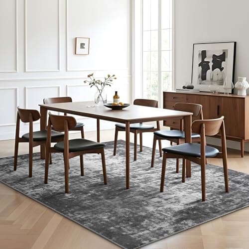 Modern Abstract 3x5 Rug, Non Slip Entryway Rug, Soft Machine Washable Rugs for Indoor Entry, Low Pile Stain Resistant Distressed Rug for Living Room, Bedroom, Black and White - Image 5