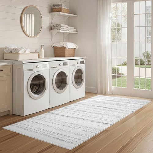 Nakagishi Boho 2x6 Runner Rug Machine Washable Rugs Non Slip Gray - Image 6