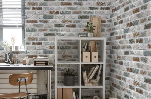 Guvana 17.3"×197" Brick Peel and Stick Wallpaper Brick Contact Paper | Red/Blue/Grey Vintage Self Adhesive Wallpaper 3D Brick Texture Removable Wall Paper for Livingroom Backsplash Decor - Image 6