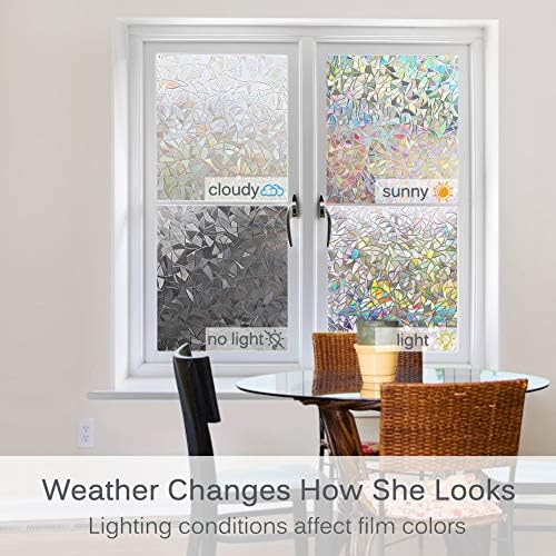 Volcanics Window Privacy Film, Stained Glass Rainbow Cling, 17.5" x 157.4" - Image 6