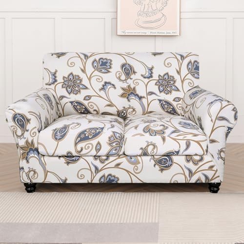 SearchI Stretch Sofa Cover Printed Couch Cover, Floral Pattern 3 Pieces Loveseat Slipcover with 2 Separate Cushion Cover, Washable Furniture Protector for Living Room(Loveseat, Love Flower) - Image 2