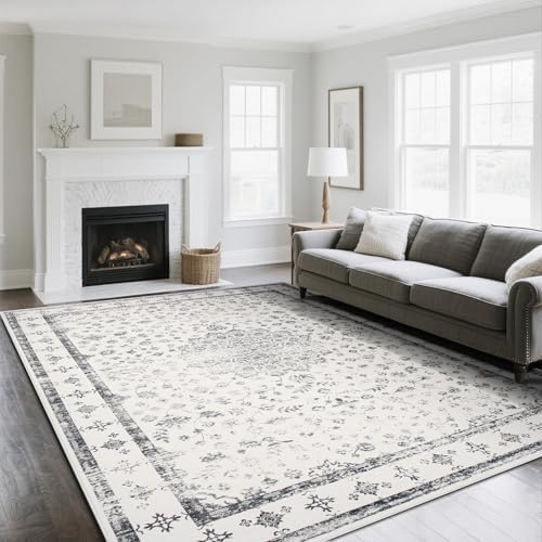 8x10 Washable Area Rugs for Living Room,Bedroom,Dining Room - Neutral Grey by Srugn
