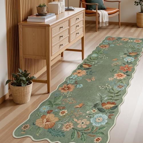 Lahome Floral Washable Runner, 2'6''x8' Soft Hallway Runner Rug Non Slip by Lahome