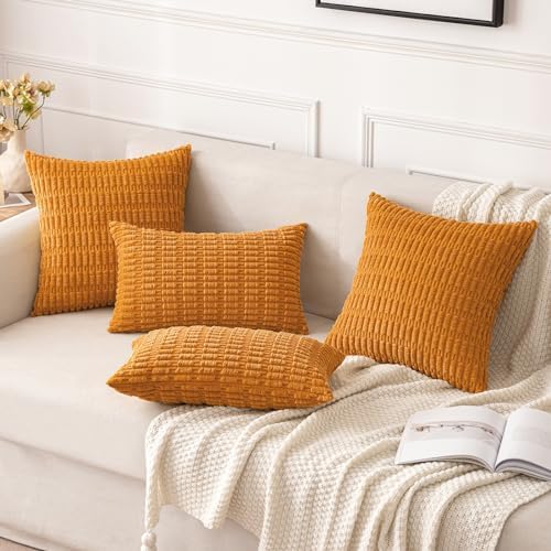 MIULEE Fall Decorative Throw Pillow Covers 16x16 Burnt Orange Pack of 2 - Image 2