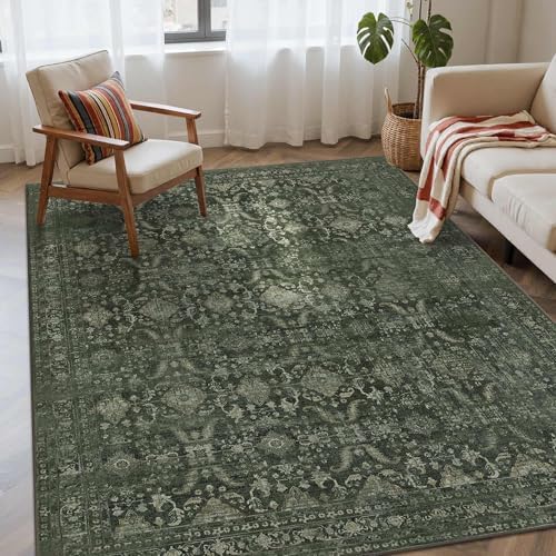 Rugxara Green 4x6 Area Rug Washable Rug for Living Room Bedroom Office by Rugxara