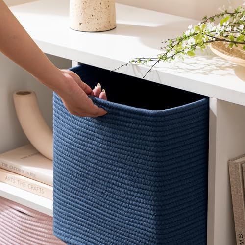 joybest 13inch Cube Storage Bins, Cotton Rope Woven Organizer Basket - Image 2