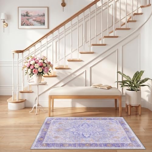 RELEANY Washable Area Rug, Small 2'6"x4', Purple - Image 2