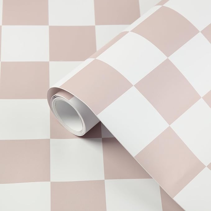 Drydiet Neutral Checkered Peel and Stick Wallpaper 15.75'' x 118" | Plaid Funky Checkered Contact Paper, Waterproof Contact Wallpaper, Vintage Gingham Decor for Room Bathroom Cabinet, Trendy - Image 2