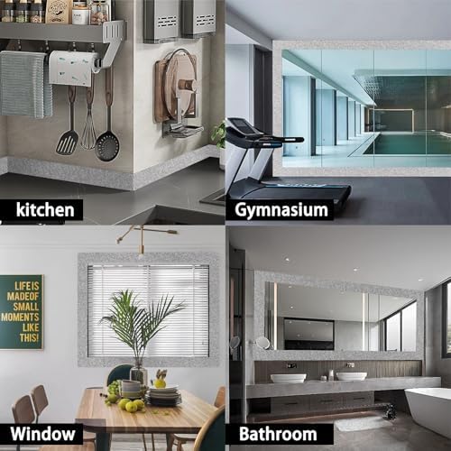 Avinyl 10M Grey Silk Mirror Border Peel and Stick for Bathroom Decor, Waterproof Mirror Frame Tape Peel and Stick Border Trim, Self Adhesive Wallpaper Removable Kitchen Decor 3.93" x 393" - Image 6