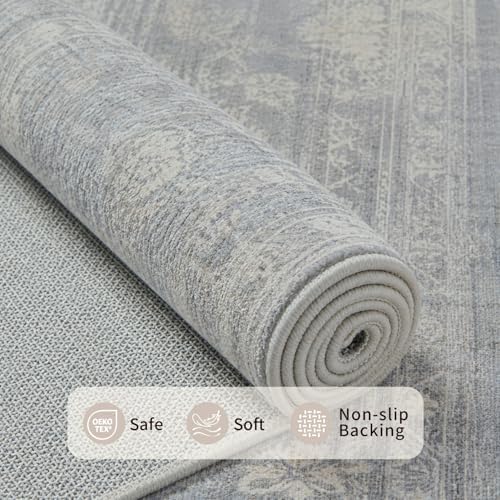 Rugxara 5x7 Area Rugs Washable Rug for Living Room Bedroom, Blue/Beige - Image 5