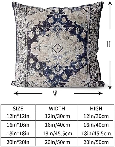 Snycler Boho Throw Pillow Covers 16x16 inch Set of 2 Boho Rug Carpet Double Sided Pattern Cotton Soft Pillow Case Cushion Cover Pillowcase for Couch Sofa Bed Decorative (Navy Blue) - Image 3