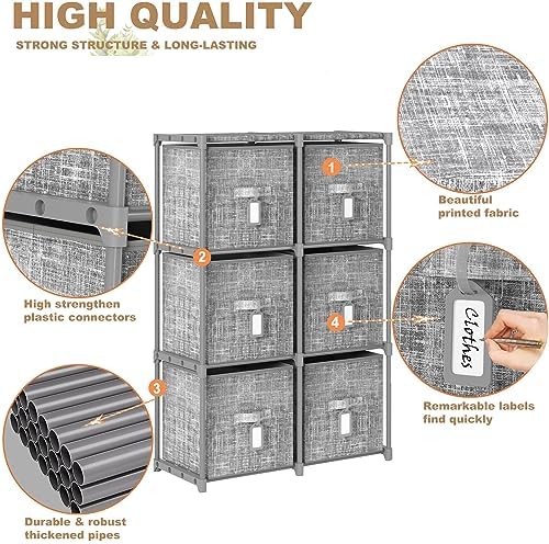 LUKYTOWER Cube Storage Organizer Shelf + 6 Bins + Labels - Image 6