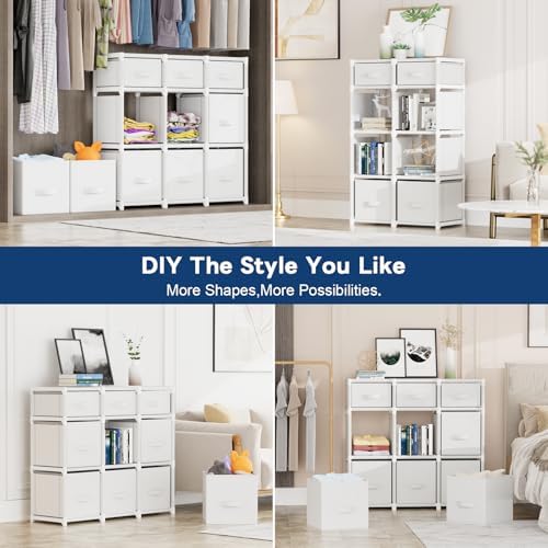 Mavivegue 9 Cube Storage Organizer, Closet Organizer with Drawers, Easy to Assemble DIY Shelf for Living Room, Bedroom, Dorm Room - White - Image 5