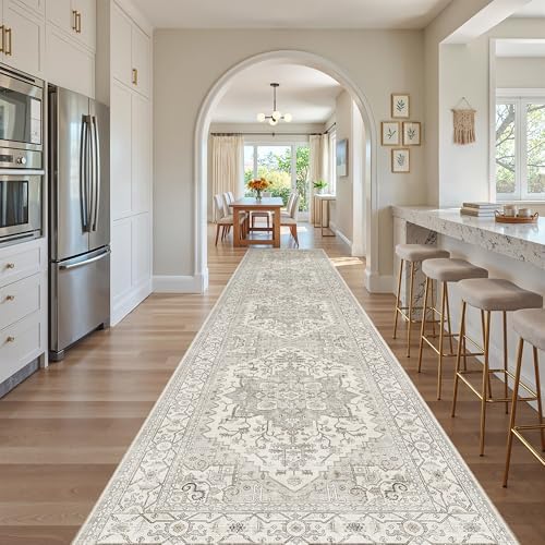 Madane Hallway Runner Rug 3x16 Washable Kitchen Runners Long, Beige/Brown by Madane
