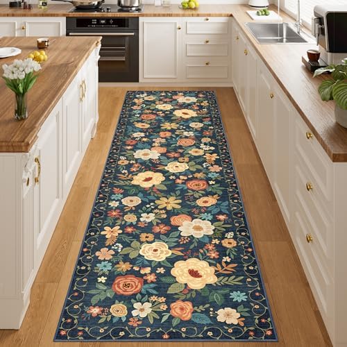 DUKINO 2.6x10 Hallway Runner Rug Washable Kitchen Rugs Non Slip, Navy Blue - Image 5
