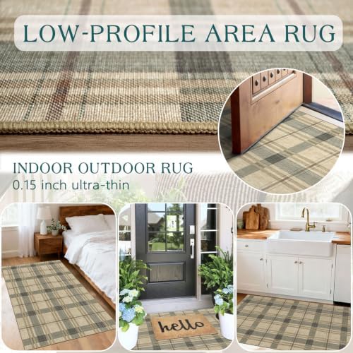 Plaid Outdoor Rug - 28"x43" Front Door Mat Indoor Outside Entrance - Image 5