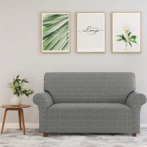 ZNSAYOTX Loveseat Covers High Stretchy Spandex Pet Friendly Sofa Slipcover 1 Piece Non Slip Couch Furniture Protection Covers (Black and White, Loveseat) - Image 2